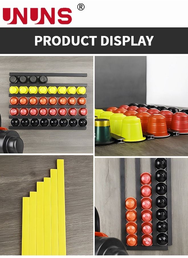 UNUNS - Wall-mounted Coffee Pod Holder,6-Pack Coffee Pod Counter Storage Strips For Nespresso Vertuo Capsules,Self-adhesive DIY Coffee Pod Holder - Image 1