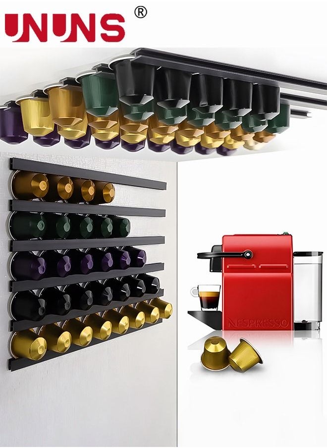 UNUNS - Wall-mounted Coffee Pod Holder,6-Pack Coffee Pod Counter Storage Strips For Nespresso Vertuo Capsules,Self-adhesive DIY Coffee Pod Holder - Image 1