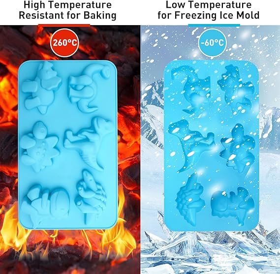 Skytail 6 slot Dinosaur doap mould Jello Molds Baby Dinosaur Chocolate Jello Molds Silicone Kawaii Animal Dino Mold for Kid Jiggler Silicone Molds for Ice Cube Lollipop Cupcake Chocolate Crayon - Image 2