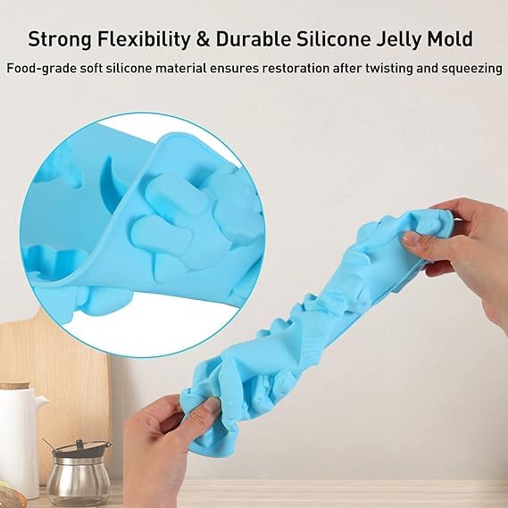 Skytail 6 slot Dinosaur doap mould Jello Molds Baby Dinosaur Chocolate Jello Molds Silicone Kawaii Animal Dino Mold for Kid Jiggler Silicone Molds for Ice Cube Lollipop Cupcake Chocolate Crayon - Image 5
