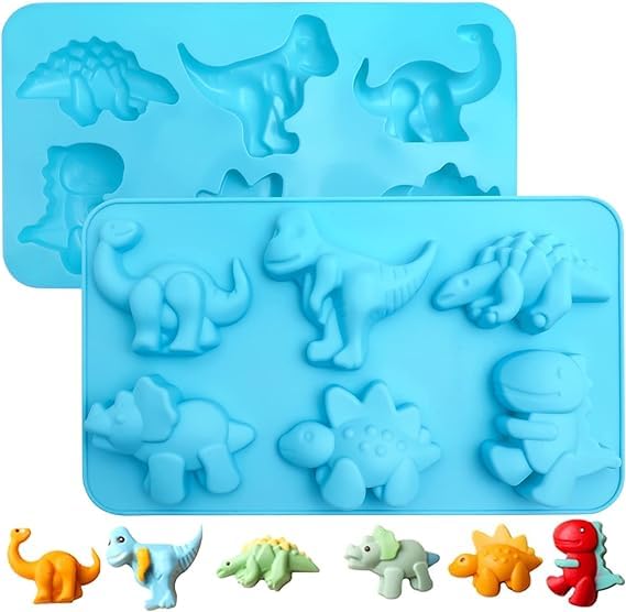 Skytail 6 slot Dinosaur doap mould Jello Molds Baby Dinosaur Chocolate Jello Molds Silicone Kawaii Animal Dino Mold for Kid Jiggler Silicone Molds for Ice Cube Lollipop Cupcake Chocolate Crayon - Image 1