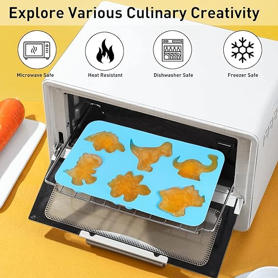 Skytail 6 slot Dinosaur doap mould Jello Molds Baby Dinosaur Chocolate Jello Molds Silicone Kawaii Animal Dino Mold for Kid Jiggler Silicone Molds for Ice Cube Lollipop Cupcake Chocolate Crayon - Image 4