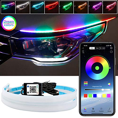 LEDCARE Car Headlight LED Strips, LEDCARE 24 Inch Exterior Car Lights with Dreamcolor Chasing, Flexible Waterproof LED Daytime Running Light Strip with Wireless APP Control, 2-Pack - Image 1