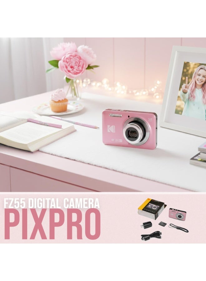 كوداك كاميرا رقمية Kodak PIXPRO FZ55-BK بدقة 16 ميجابكسل مع زوم بصري 5X وزاوية واسعة 28 مم وشاشة LCD بحجم 2.7 إنش - Image 2