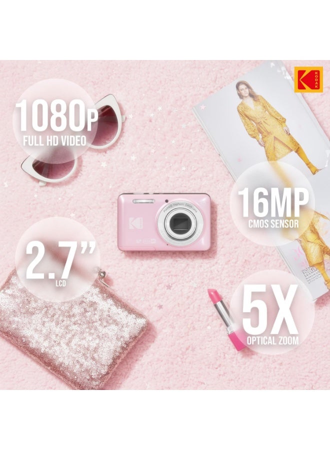 كوداك كاميرا رقمية Kodak PIXPRO FZ55-BK بدقة 16 ميجابكسل مع زوم بصري 5X وزاوية واسعة 28 مم وشاشة LCD بحجم 2.7 إنش - Image 3
