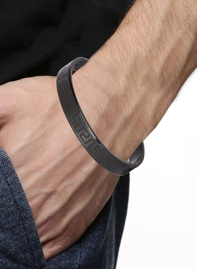 ZIVOM® Stainless Steel Black Oval Kada Bracelet For Men - Image 3