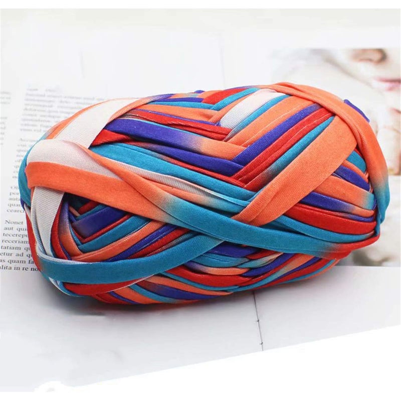 1 PCS Colorful TShirt Yarn Knitting Yarn Fabric Crochet Cloth for DIY Knitted Fabric Art 55 BlueOrange
