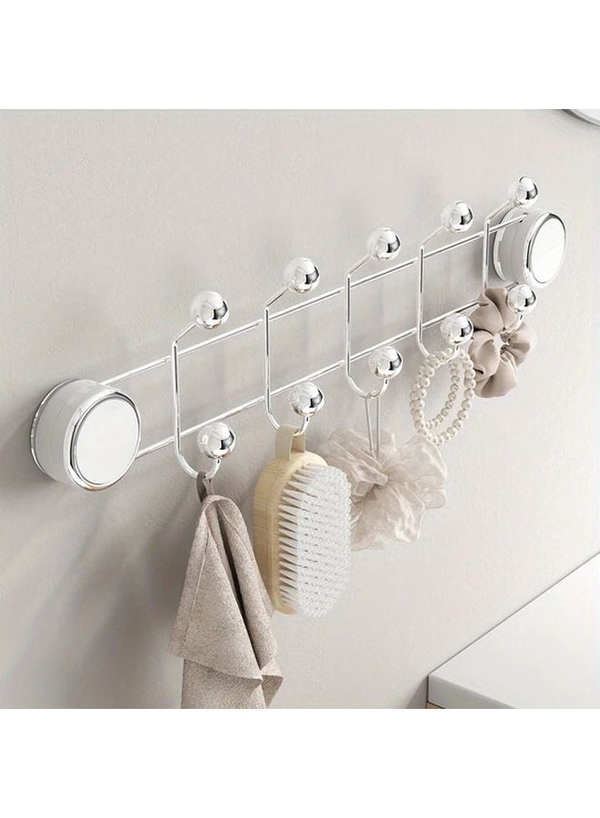 Clear Suction Cup Hooks 5 Rows Heavy Duty Reusable Traceless Shower Clothes Hooks - Image 1