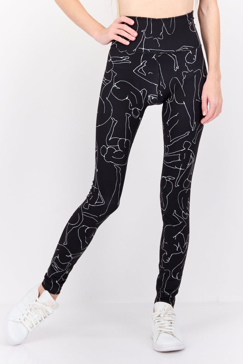 MONKI Women Allover Print Leggings, Black - Image 1