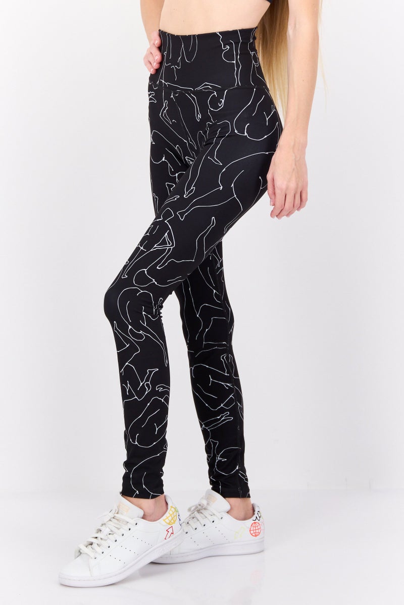 MONKI Women Allover Print Leggings, Black - Image 3