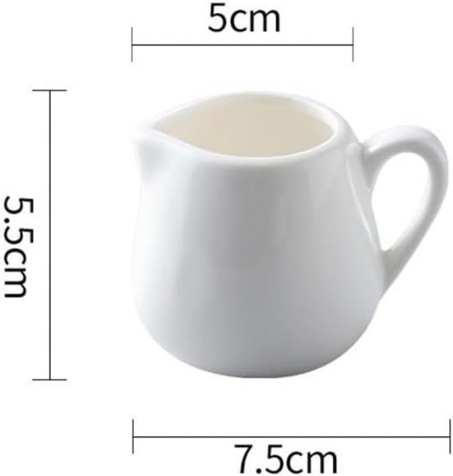 Milk Jug Gravy Boat Water Cup Pitcher Creamer Coffee Sugar Sauce White Ceramic with Handle for Salad - Image 2