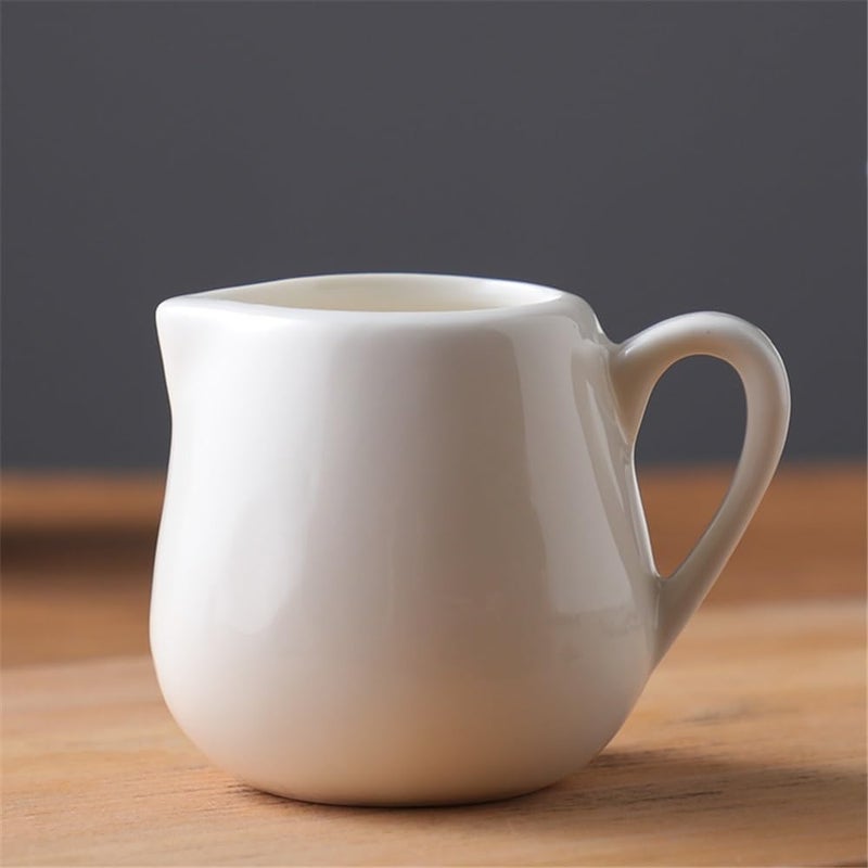 Milk Jug Gravy Boat Water Cup Pitcher Creamer Coffee Sugar Sauce White Ceramic with Handle for Salad - Image 4