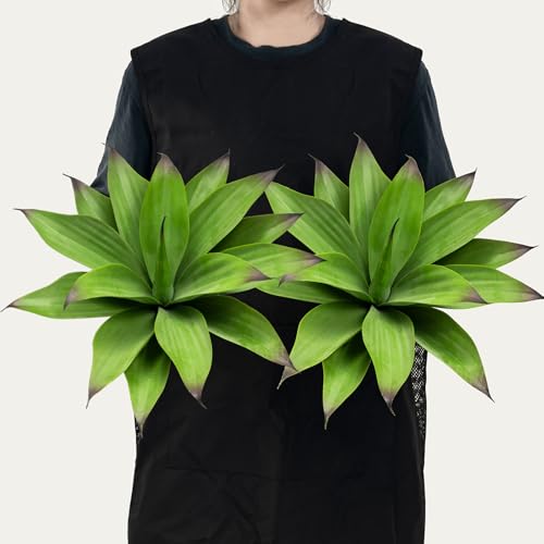 Ttranewsoo Fake Plants Artificial Agave PlantsLarge UV Resistant Fake Agave Planters for Indoor and Outdoor Decorating Tropical Plant Succulents Greenery Indoor Decor138 2Pack Dark Green - Image 1