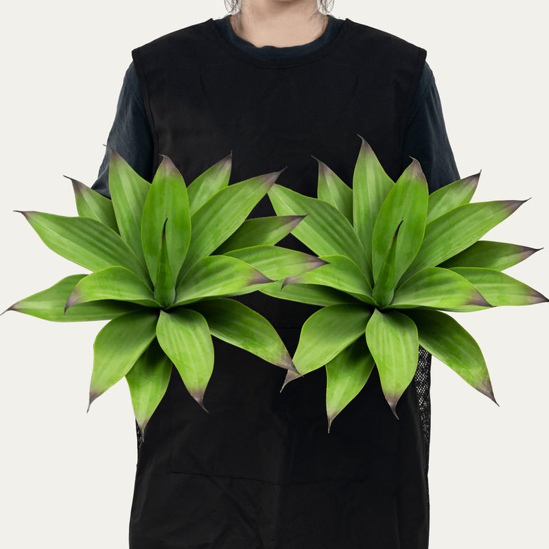 Ttranewsoo Fake Plants Artificial Agave PlantsLarge UV Resistant Fake Agave Planters for Indoor and Outdoor Decorating Tropical Plant Succulents Greenery Indoor Decor138 2Pack Dark Green - Image 2