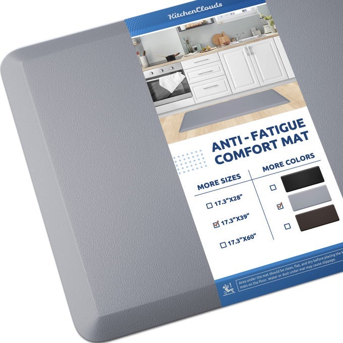 KITCHEN MAT CUSHIONED ANTI FATIGUE KITCHEN RUG 173X39 WATERPROOF NON SLIP KITCHEN RUGS AND MATS STANDING DESK MAT COMFORT FLOOR MATS FOR KITCHEN HOUSE SINK OFFICE GREY