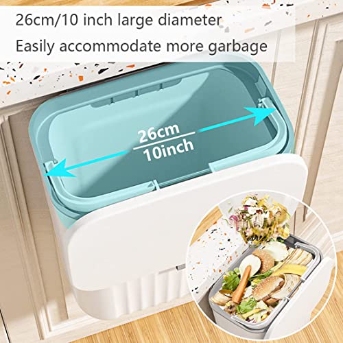 KEYOZA Hanging Trash Can for Kitchen Cabinet Door with Lid, Small Under Sink Garbage Can for Bathroom, Wall Mounted Counter Waste Compost Bin Pull-Out, Plastic (White) - Image 4