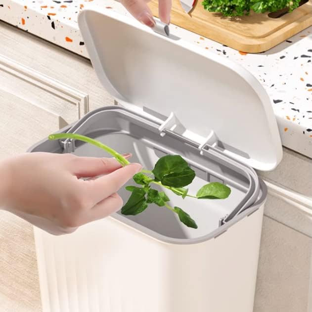 KEYOZA Hanging Trash Can for Kitchen Cabinet Door with Lid, Small Under Sink Garbage Can for Bathroom, Wall Mounted Counter Waste Compost Bin Pull-Out, Plastic (White) - Image 3