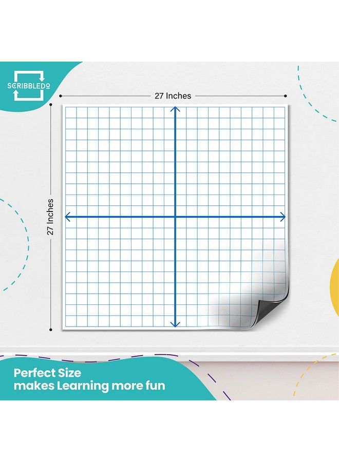 Scribbledo Jumbo Magnetic Coordinate Plane 27" X 27" White Board Dry Erase Graph Grid Board Xy Coordinate Plane Grid Whiteboard Math Teacher Supplies - Image 3
