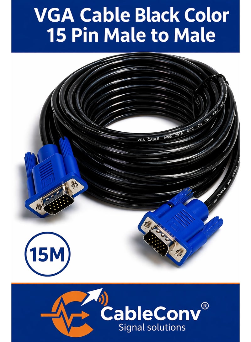 CABLE CONV 15M VGA to VGA 15 Pin Male to Male Cable – High Quality Video Display Cable - Image 1
