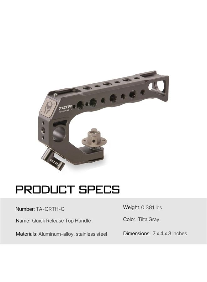 Tilta ing Quick Release Top Handle - (for BMPCC 4K/6K and Most DSLR/mirrorless Cameras) (Tilta Gray) - Image 2