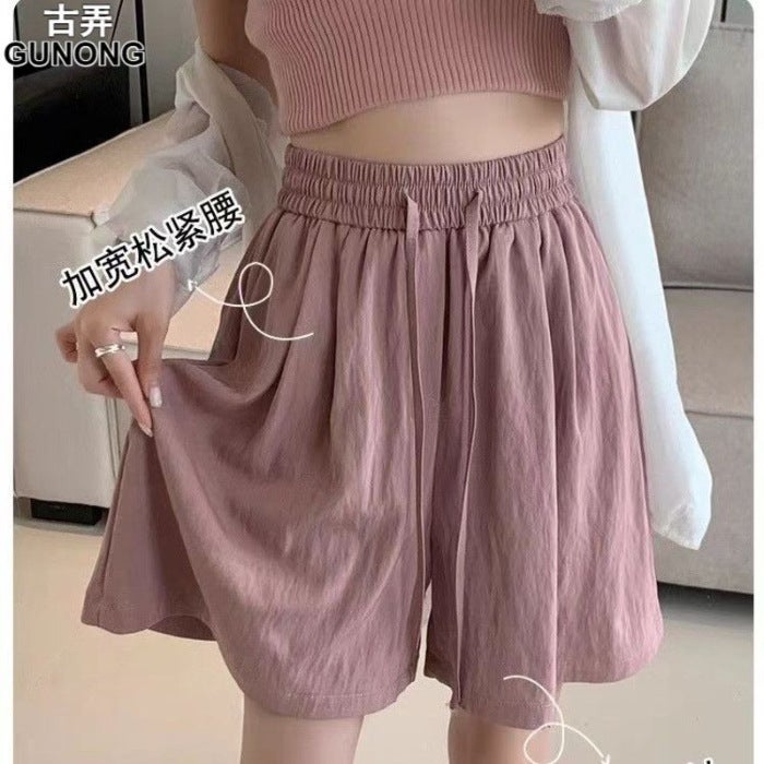Plus Size 300 lbs Blue Ice-Silk Yamamoto Shorts for Women Lotus Root Starch [outer wear pants]] 