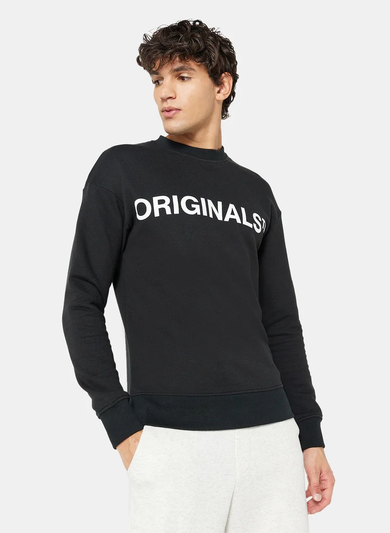 JACK & JONES Logo Relaxed Crew Neck Sweatshirt