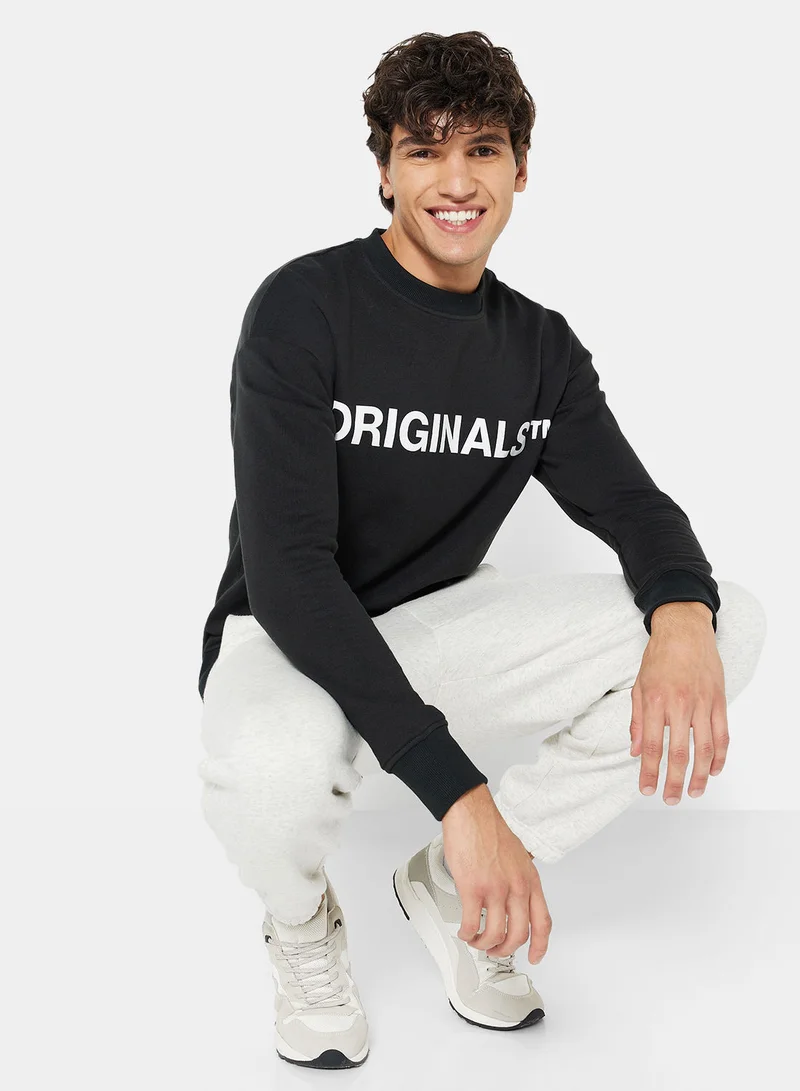 JACK & JONES Logo Relaxed Crew Neck Sweatshirt