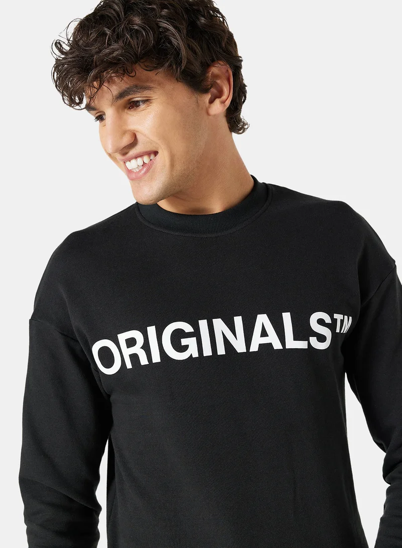 JACK & JONES Logo Relaxed Crew Neck Sweatshirt