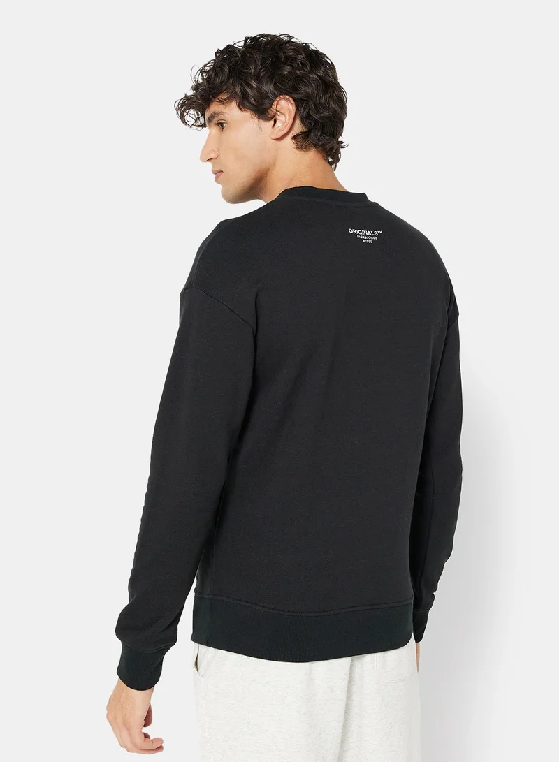 JACK & JONES Logo Relaxed Crew Neck Sweatshirt