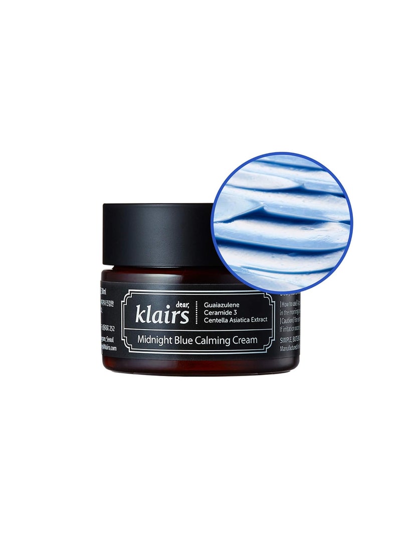 DearKlairs DearKlairs Midnight Blue Calming Cream Soothing Redness Relief Moisturizer Hydrating Fast Absorbing Light Texture for Easy Use Sensitive Skin Friendly 101 Fl Oz Pack of 1 