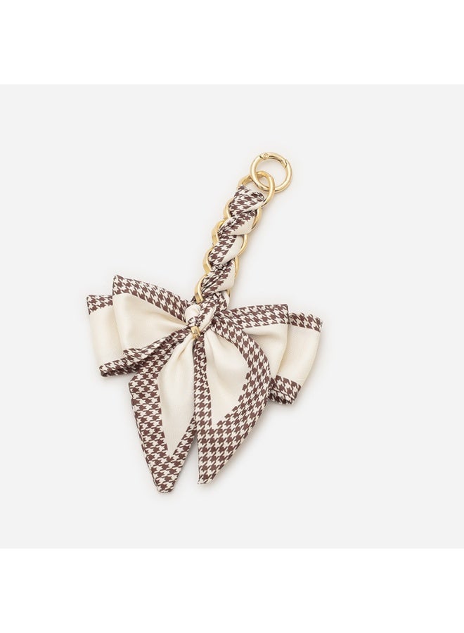 NIBEMINENT Beaded Phone Lanyard, Anti Lost Removable Wrist Strap, Long Chain Bowknot Bracelet Pendant, Phone Keychain Lanyard, White