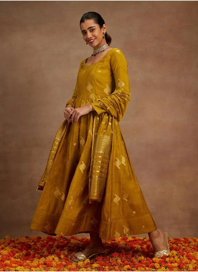 لباس Printed Anarkali Kurta and Palazzo with Dupatta Set by Styli