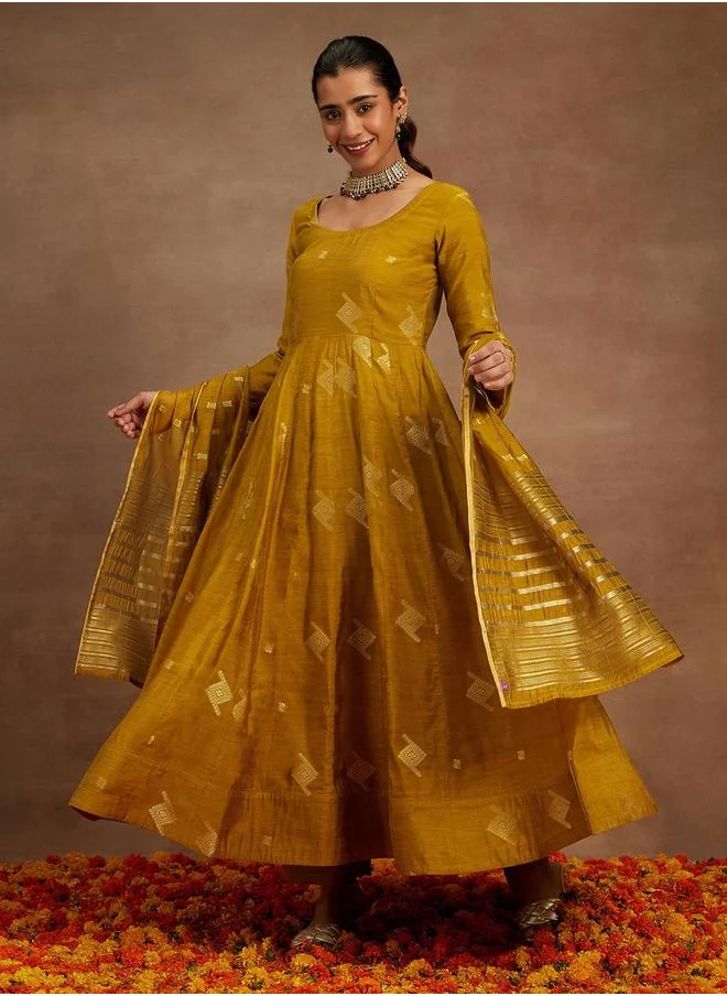 لباس Printed Anarkali Kurta and Palazzo with Dupatta Set by Styli