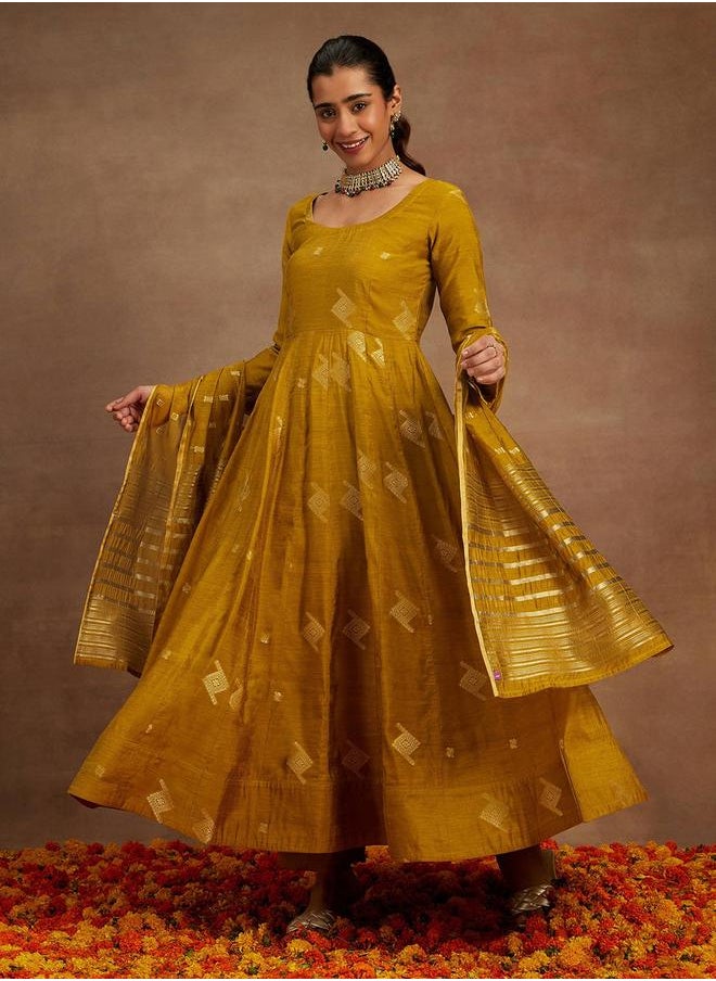 Libas - Printed Anarkali Kurta and Palazzo with Dupatta Set by Styli - Image 1