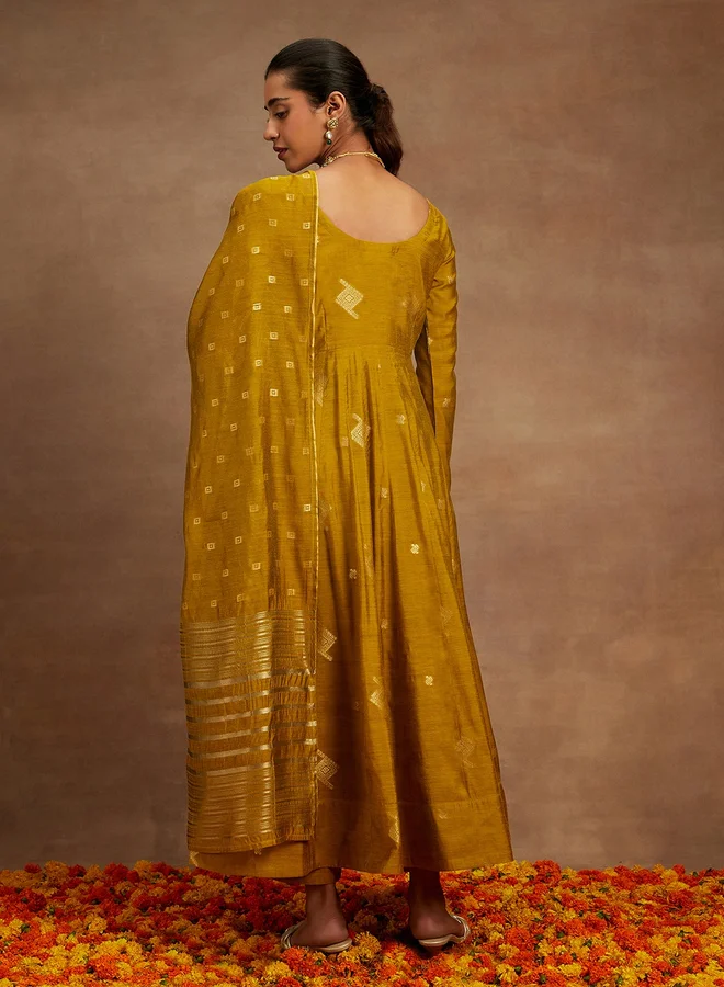 لباس Libas Printed Anarkali Kurta and Palazzo with Dupatta Set