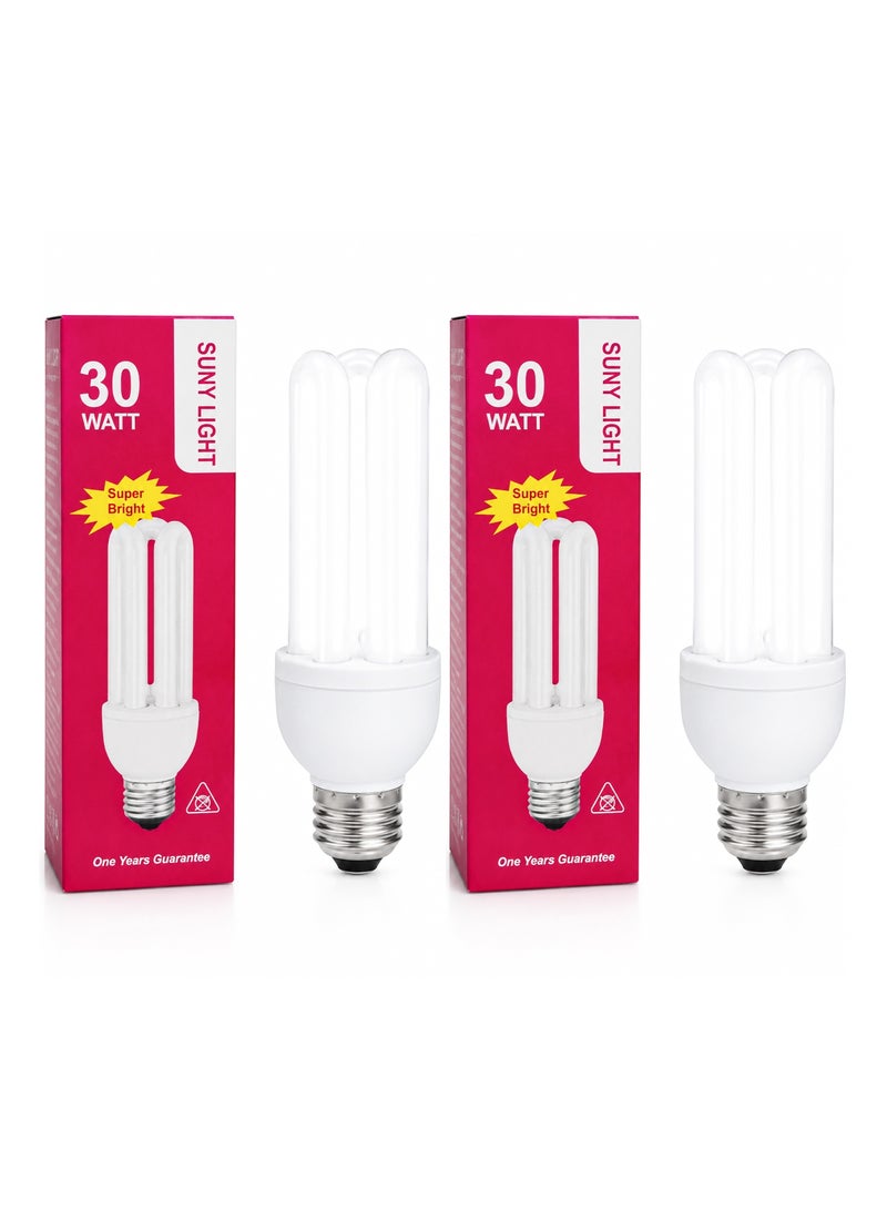 30W Energy Saving CFL Light Bulb Pack of 2 – E27 Super Bright Lamp for Home Office Shop Garage and Commercial Lighting - Image 1