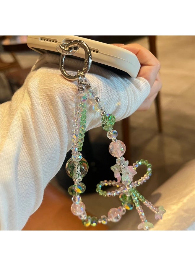 NIBEMINENT Super Cute Beaded Phone Charm – Trendy Phone Chain Wrist Strap, Shining Beads Chain Lanyard for Cell Phone - Image 2