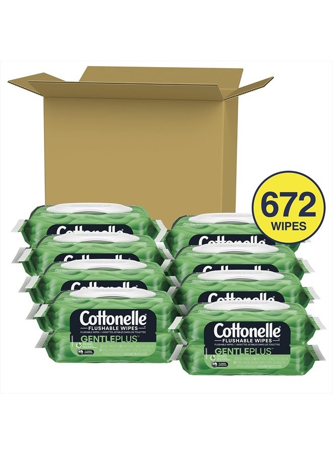 Cottonelle GentlePlus Flushable Wet Wipes with Aloe & Vitamin E, 16 Flip-Top Packs, 42 Wipes Per Pack (8 Packs of 2) (672 Total Wipes), Packaging May Vary - Image 2