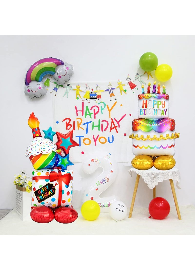RAHAYM 2 Pack Multicolor Aluminium Standing Birthday Balloon, Large Size, Number Theme, Reusable Confetti, Perfect for Birthday Celebrants, Unisex-All Ages  - Image 3