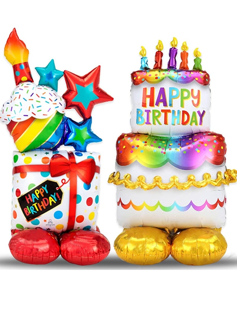 RAHAYM 2 Pack Multicolor Aluminium Standing Birthday Balloon, Large Size, Number Theme, Reusable Confetti, Perfect for Birthday Celebrants, Unisex-All Ages  - Image 2