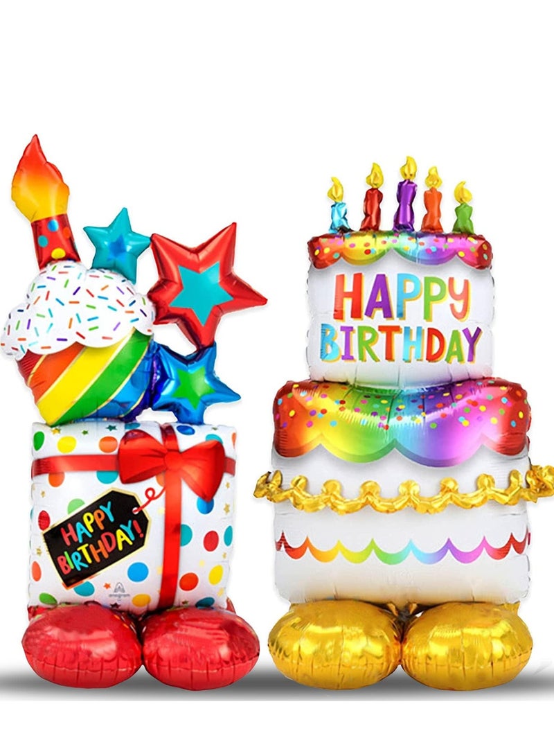 RAHAYM 2 Pack Multicolor Aluminium Standing Birthday Balloon, Large Size, Number Theme, Reusable Confetti, Perfect for Birthday Celebrants, Unisex-All Ages  - Image 1