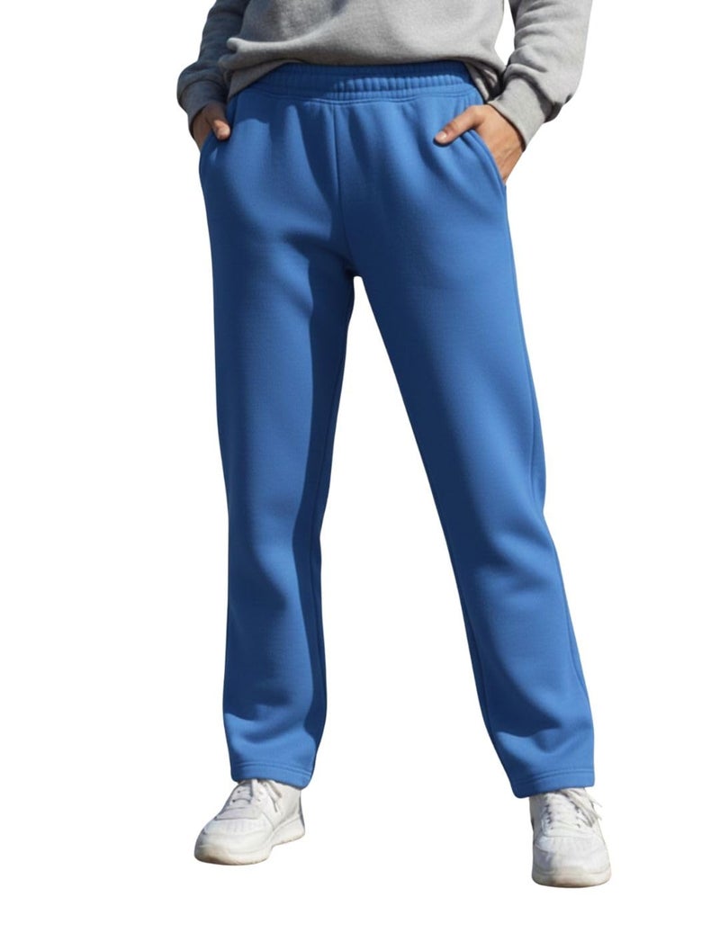 Mack Jonney Women’s Solid Fleece Track Pants | Warm & Durable Casual Lowers | Trendy Lowers-M5359 Sky Blue - Image 1