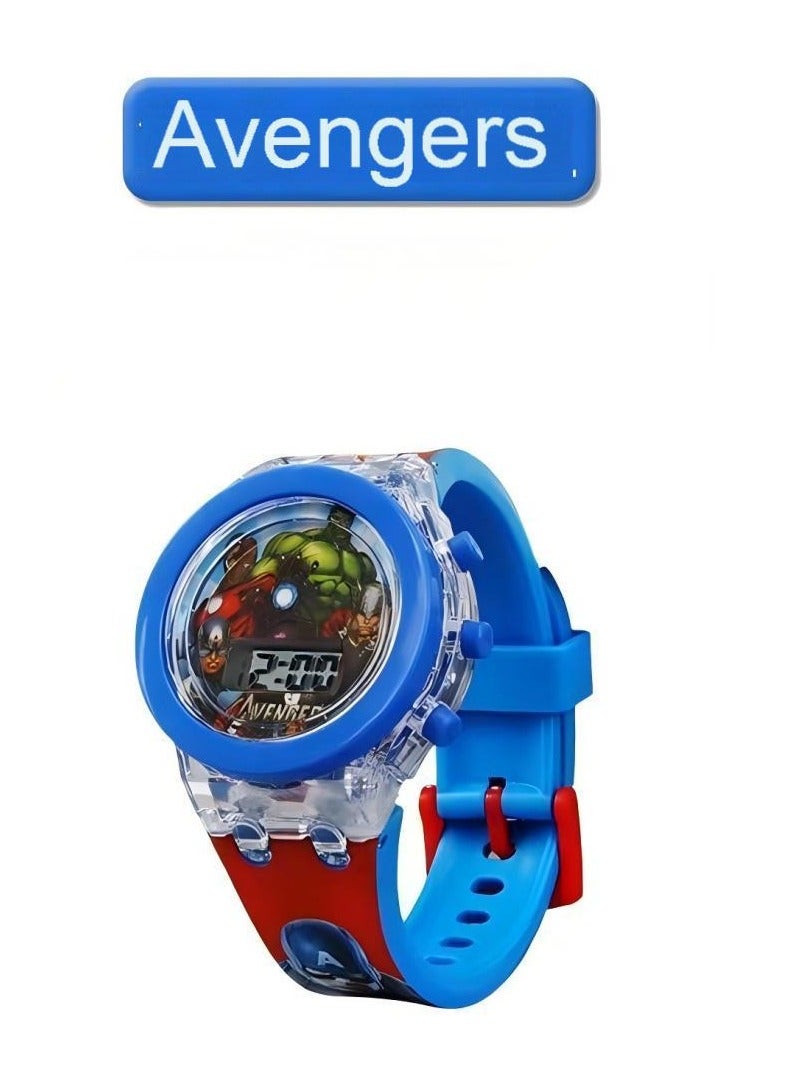 Avengers Kids Digital Watch – Cool LED Glow Wristwatch for Boys with Flashing & Gradient Light Modes, Comfortable Strap & Heroic Cartoon Design - Image 1
