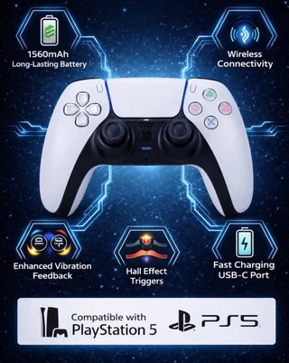 PS5 Wireless Controller for PlayStation 5 – Adaptive Triggers, Haptic Feedback, Long Battery Life, Built-in Mic & Precision Control - view 3