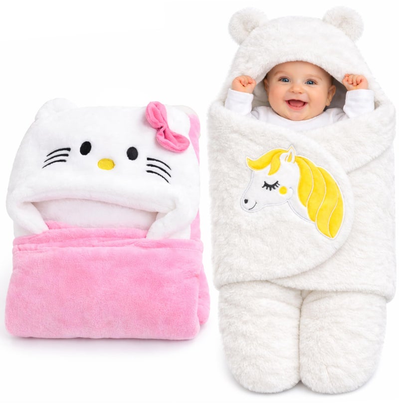First Kick Baby Blanket Newborn Gift Pack of Swaddle Wrapper, 0-9 Months, Length 68 cm x Width 68 cm - Image 1
