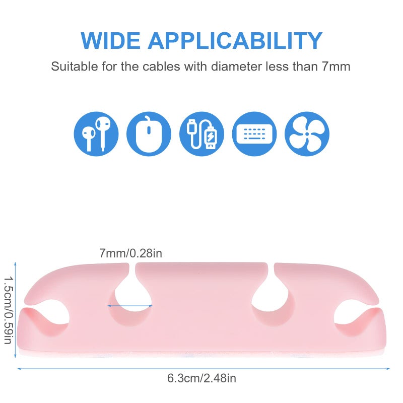WLLHYF Cable Clips 3PCS Cord Wire Organizer Cable Management Holders 4 Hole Silicone Cable Harness USB Charging Accessory Cable Holder for Office and Home Desk (Pink) - Image 2