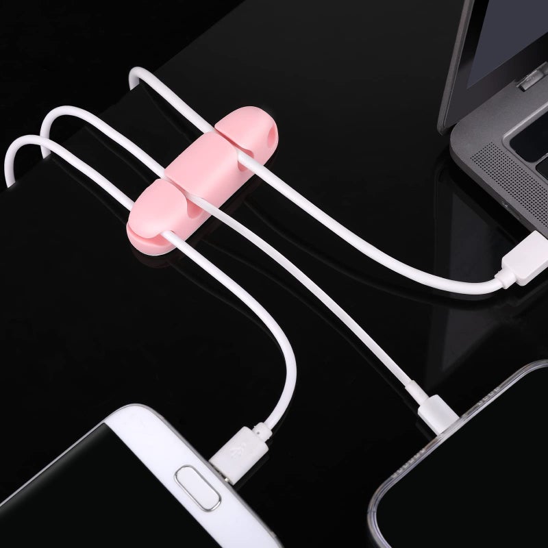 WLLHYF Cable Clips 3PCS Cord Wire Organizer Cable Management Holders 4 Hole Silicone Cable Harness USB Charging Accessory Cable Holder for Office and Home Desk (Pink) - Image 5
