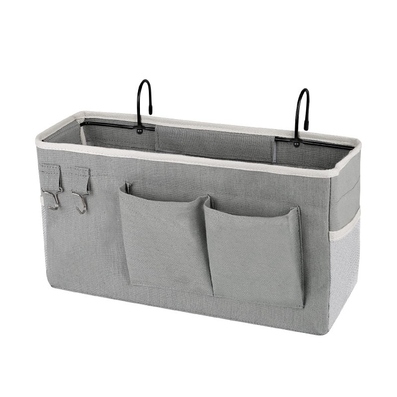 Ozzptuu Bedside Storage CaddyBedside Hanging Storage Bag for Headboards Bunk Beds Dorm Rooms Book Phone Magazine Holder Grey