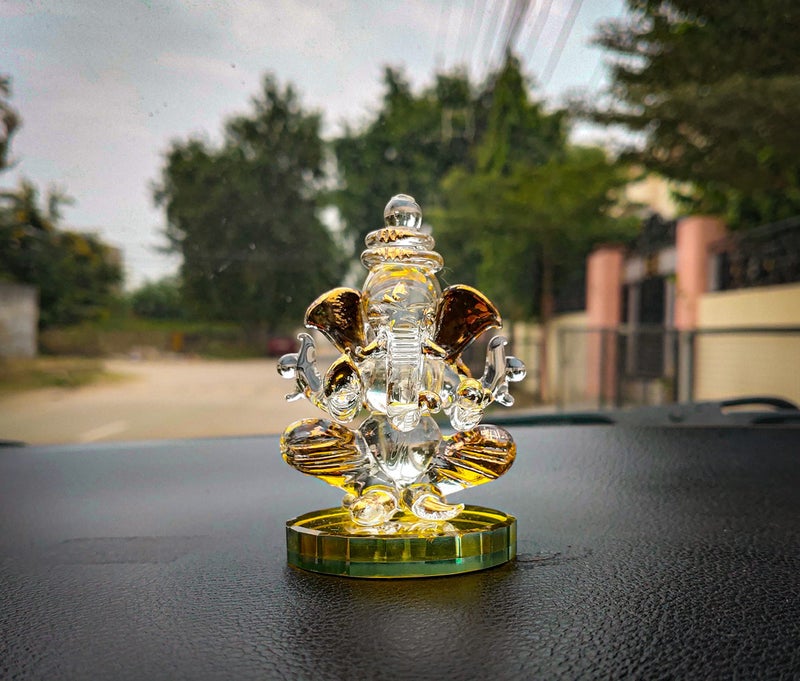 JAIPUR ACE Ganesha Statue for Home Temple Decoration I Ganesh Idol for car Dashboard I Ganesha Statue I Ganesh ji murti I Ganesh Idol I Ganesh chaturthi Decoration (Design 1) (Crystal gansha) - Image 1