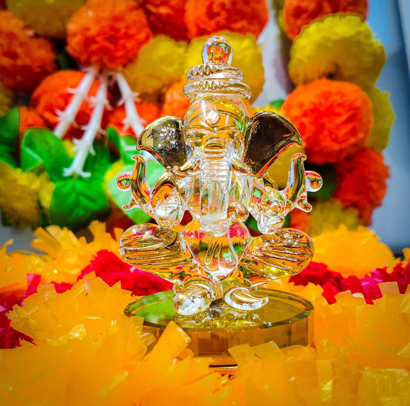 JAIPUR ACE Ganesha Statue for Home Temple Decoration I Ganesh Idol for car Dashboard I Ganesha Statue I Ganesh ji murti I Ganesh Idol I Ganesh chaturthi Decoration (Design 1) (Crystal gansha) - Image 2